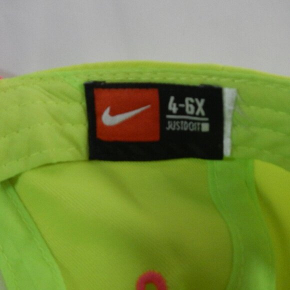Youth Nike Just Do It Neon Green & Pink Trim Adjustable Hat Size 4-6X - Picture 5 of 6